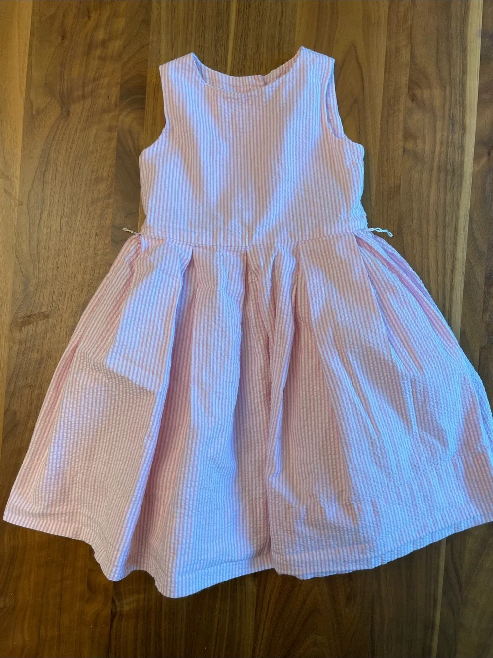 Ralph Lauren Pink Seersucker Tie-Waist Dress